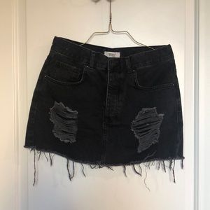 Black denim skirt